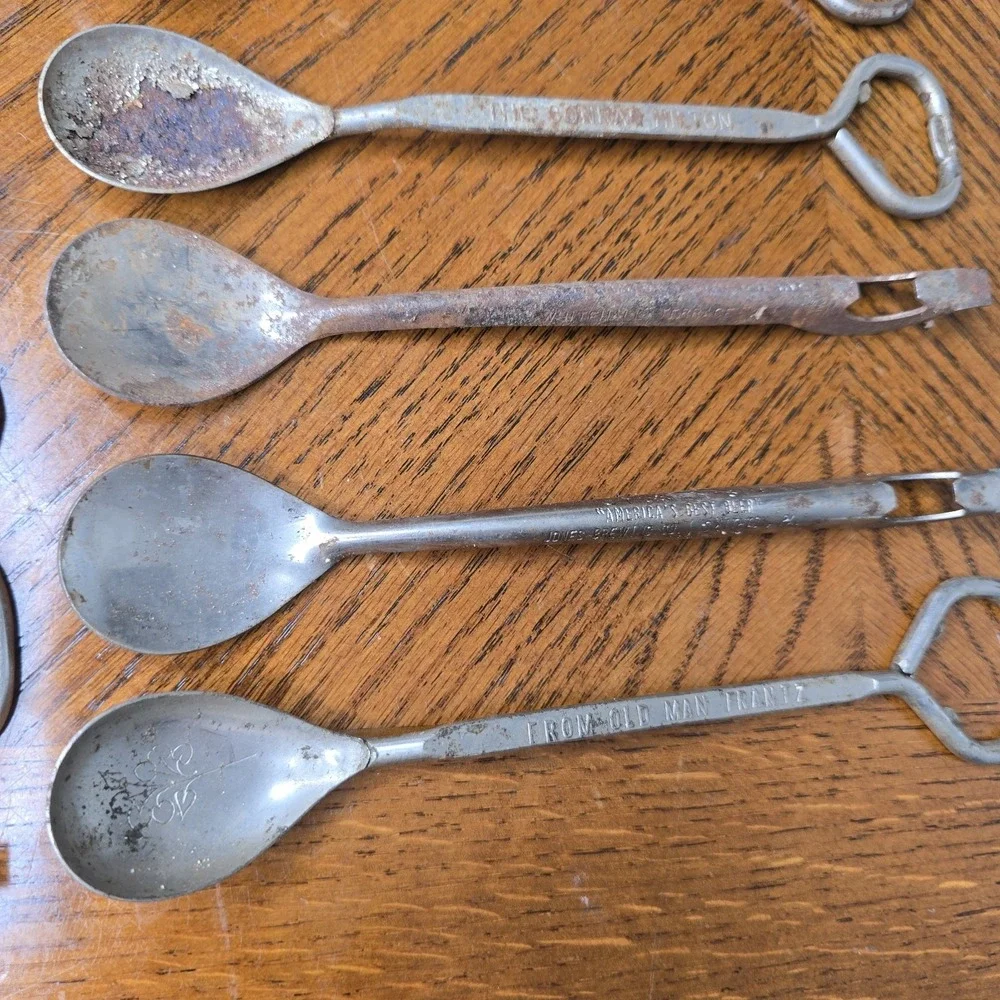 Vintage Hotel & Business Spoon Advertising Stirrer Bottle Openers Rusty 12